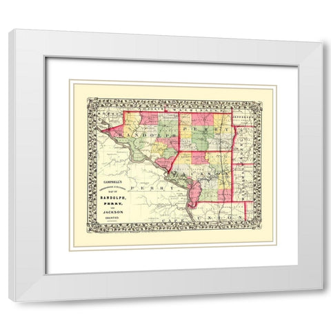 Randolph  Perry  Jackson Illinois - Campbell 1850 White Modern Wood Framed Art Print with Double Matting by Campbell