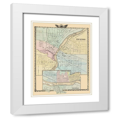Rockford, Sterling, Rock Falls Illinois White Modern Wood Framed Art Print with Double Matting by Warner
