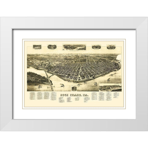 Rock Island Illinois - Wellge 1888 White Modern Wood Framed Art Print with Double Matting by Wellge