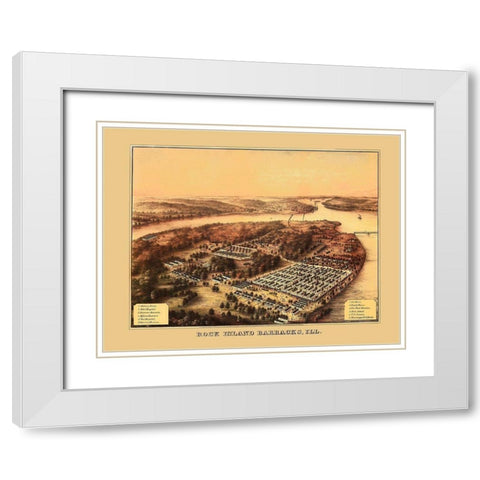 Rock Island Barracks Illinois - Speidel 1864 White Modern Wood Framed Art Print with Double Matting by Speidel