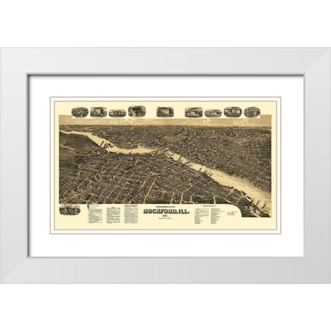 Rockford Illinois - Beck 1891 White Modern Wood Framed Art Print with Double Matting by Beck