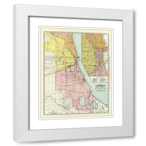 Chicago Illinois Railway Terminal - 1892 White Modern Wood Framed Art Print with Double Matting by Unknown