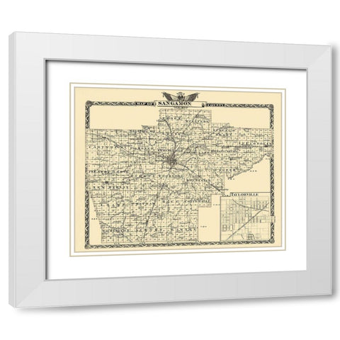 Sangamon Illinois Landowner - Warner 1876 White Modern Wood Framed Art Print with Double Matting by Warner