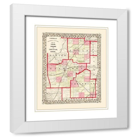 Sangamon  Logan  Christian Illinois - Campbell White Modern Wood Framed Art Print with Double Matting by Campbell