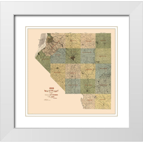St Clair County Illinois - Beauman 1899  White Modern Wood Framed Art Print with Double Matting by Beauman
