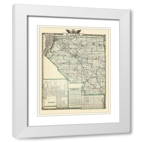 St Clair Illinois Landowner - Warner 1876 White Modern Wood Framed Art Print with Double Matting by Warner