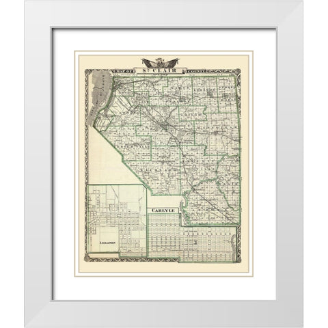 St Clair Illinois Landowner - Warner 1876 White Modern Wood Framed Art Print with Double Matting by Warner
