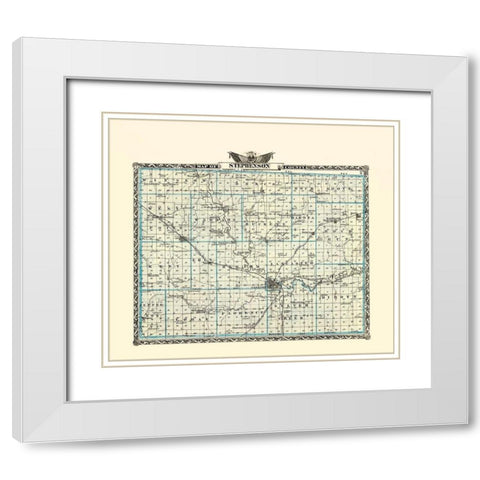 Stephenson Illinois Landowner - Warner 1876 White Modern Wood Framed Art Print with Double Matting by Warner