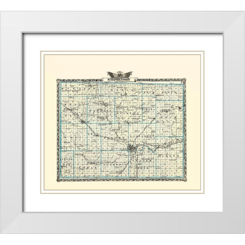Stephenson Illinois Landowner - Warner 1876 White Modern Wood Framed Art Print with Double Matting by Warner