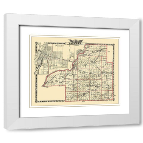 Tazewell Illinois Landowner - Warner 1876 White Modern Wood Framed Art Print with Double Matting by Warner