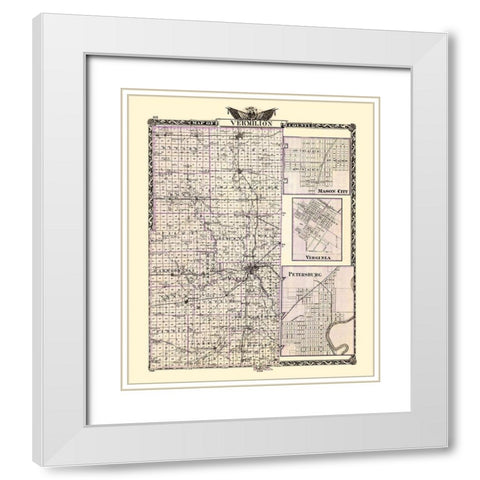 Vermilion Illinois Landowner - Warner 1870 White Modern Wood Framed Art Print with Double Matting by Warner