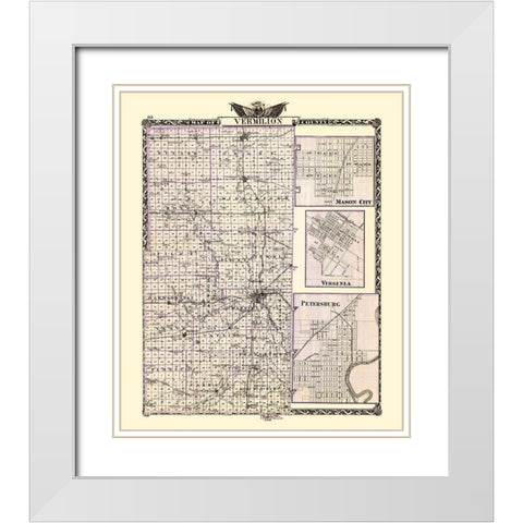 Vermilion Illinois Landowner - Warner 1870 White Modern Wood Framed Art Print with Double Matting by Warner