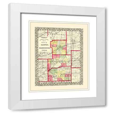Washington  Bond  Clinton Illinois - Campbell 1850 White Modern Wood Framed Art Print with Double Matting by Campbell