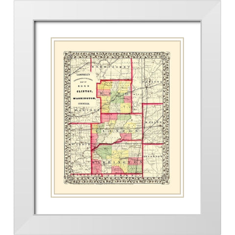 Washington  Bond  Clinton Illinois - Campbell 1850 White Modern Wood Framed Art Print with Double Matting by Campbell