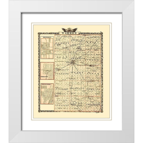 Warren Illinois Landowner - Warner 1870 White Modern Wood Framed Art Print with Double Matting by Warner