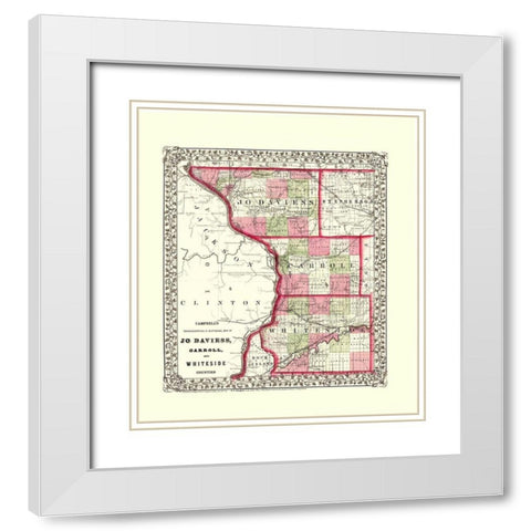 Whiteside  Jo Daviess  Carroll Illinois White Modern Wood Framed Art Print with Double Matting by Campbell