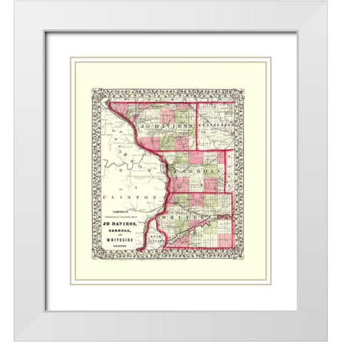 Whiteside  Jo Daviess  Carroll Illinois White Modern Wood Framed Art Print with Double Matting by Campbell