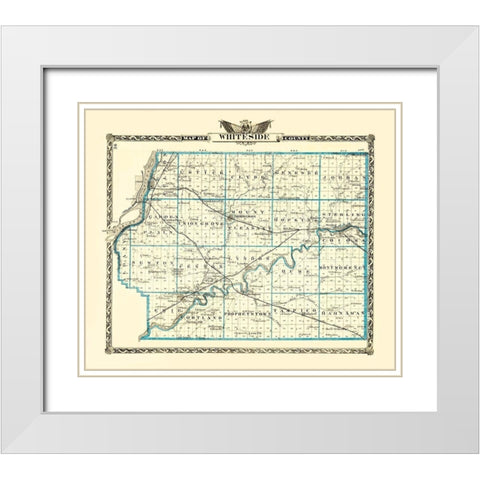 Whiteside Illinois Landowner - Warner 1870 White Modern Wood Framed Art Print with Double Matting by Warner