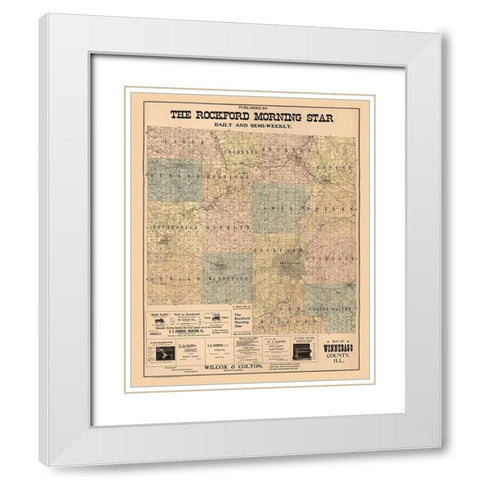 Winnebago County Illinois - Hixson 1902  White Modern Wood Framed Art Print with Double Matting by Hixson