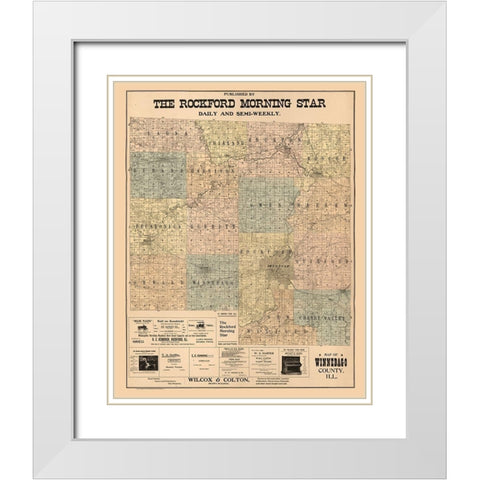Winnebago County Illinois - Hixson 1902  White Modern Wood Framed Art Print with Double Matting by Hixson