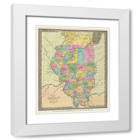Illinois - Burr 1834 White Modern Wood Framed Art Print with Double Matting by Burr