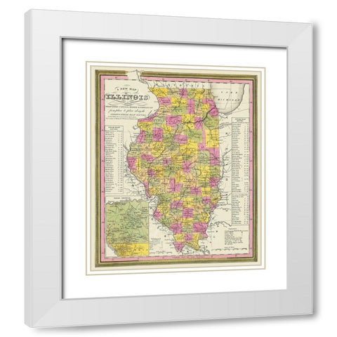 Illinois - Mitchell 1846 White Modern Wood Framed Art Print with Double Matting by Mitchell