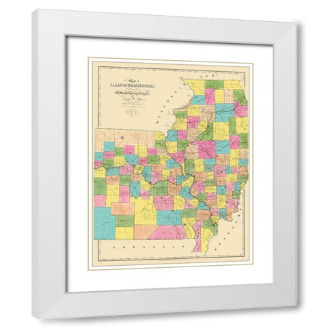 Illinois, Missouri - Burr 1839 White Modern Wood Framed Art Print with Double Matting by Burr