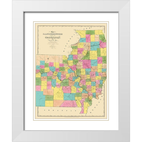 Illinois, Missouri - Burr 1839 White Modern Wood Framed Art Print with Double Matting by Burr