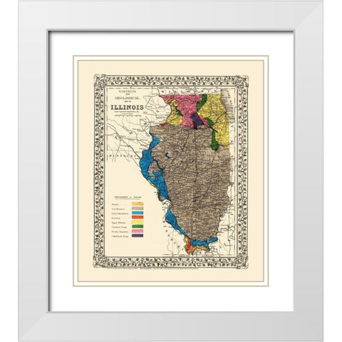 Illinois State Mining - Worthens 1869 White Modern Wood Framed Art Print with Double Matting by Worthens
