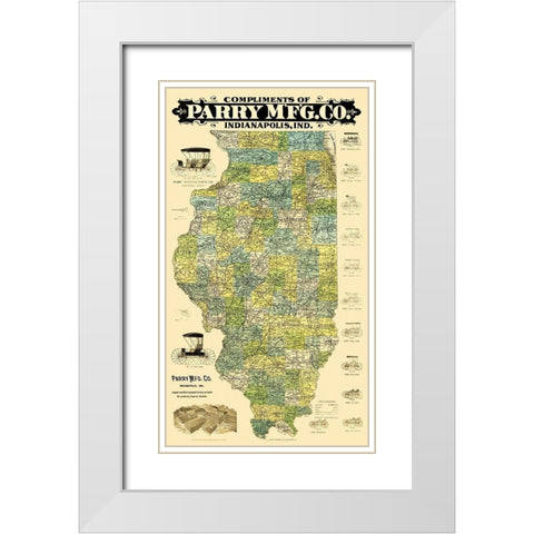 Illinois - Burford 1880 White Modern Wood Framed Art Print with Double Matting by Burford