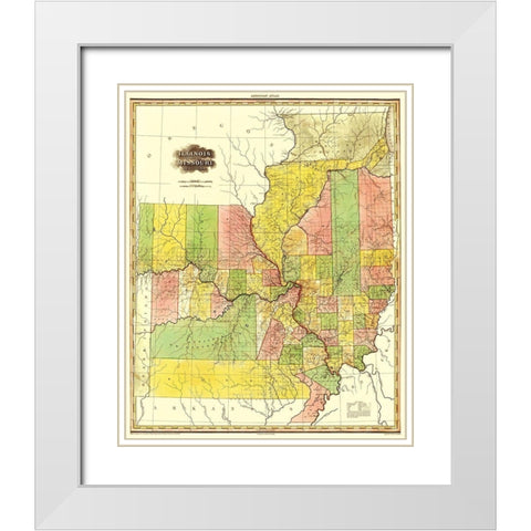 Illinois, Missouri - Tanner 1823 White Modern Wood Framed Art Print with Double Matting by Tanner