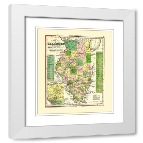 Stage, Steam Boat Routes - Tanner 1836 White Modern Wood Framed Art Print with Double Matting by Tanner