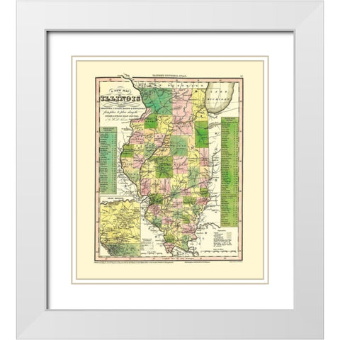 Stage, Steam Boat Routes - Tanner 1836 White Modern Wood Framed Art Print with Double Matting by Tanner