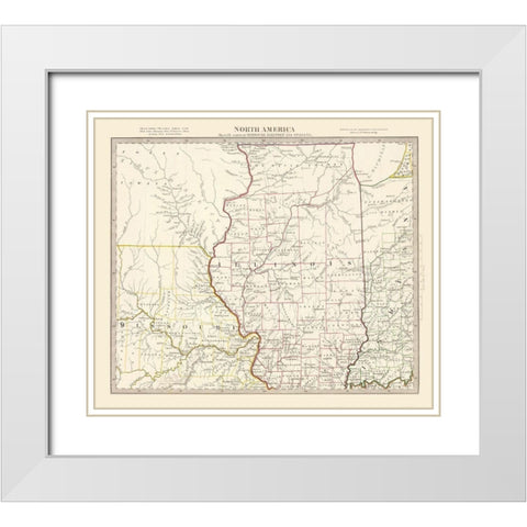 Illinois - Walker 1846 White Modern Wood Framed Art Print with Double Matting by Walker