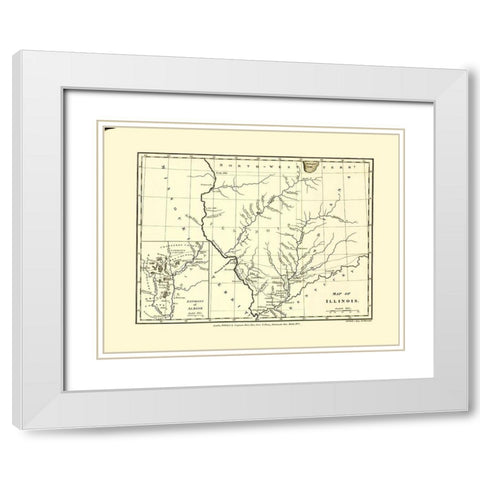 Illinois with Environs of Albion - Longman 1822 White Modern Wood Framed Art Print with Double Matting by Longman