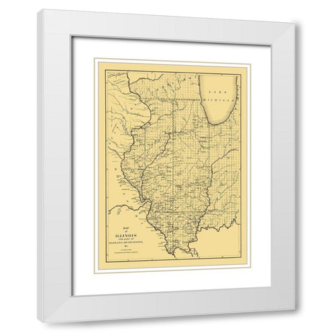 Illinois - Burr 1836 White Modern Wood Framed Art Print with Double Matting by Burr