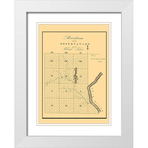 Wabash Saline Indian Reservation, Illinois 1816 White Modern Wood Framed Art Print with Double Matting by Meigs