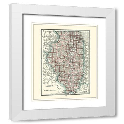 Illinois - Rathbun 1893 White Modern Wood Framed Art Print with Double Matting by Rathbun