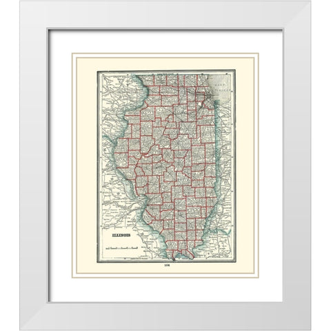 Illinois - Rathbun 1893 White Modern Wood Framed Art Print with Double Matting by Rathbun
