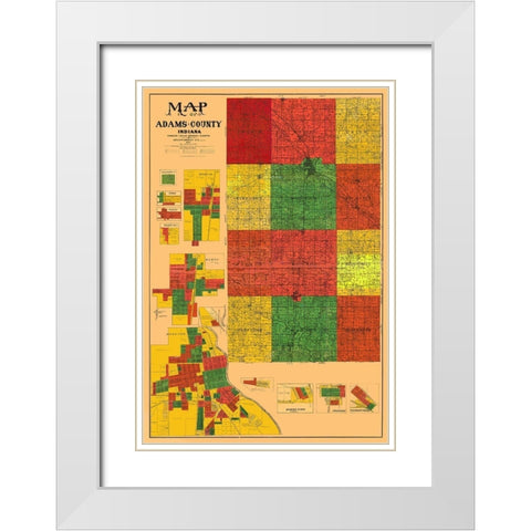 Adams Indiana Landowner - Boegley 1908 White Modern Wood Framed Art Print with Double Matting by Boegley