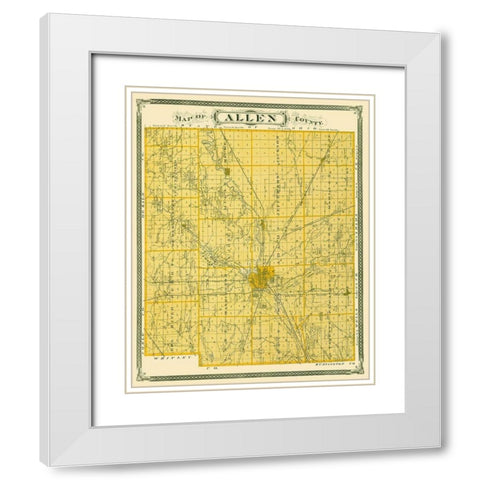 Allen Indiana Landowner - Andreas 1876 White Modern Wood Framed Art Print with Double Matting by Andreas