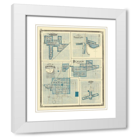 Angola, Fremont, Pleasant Lake, Butler, Orland White Modern Wood Framed Art Print with Double Matting by Baskin