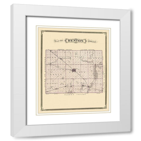 Benton Indiana - Andreas 1876 White Modern Wood Framed Art Print with Double Matting by Andreas