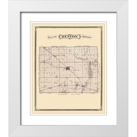 Benton Indiana - Andreas 1876 White Modern Wood Framed Art Print with Double Matting by Andreas