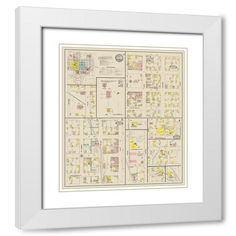 Bloomington Indiana Landowner - Sanborn 1887 White Modern Wood Framed Art Print with Double Matting by Sanborn