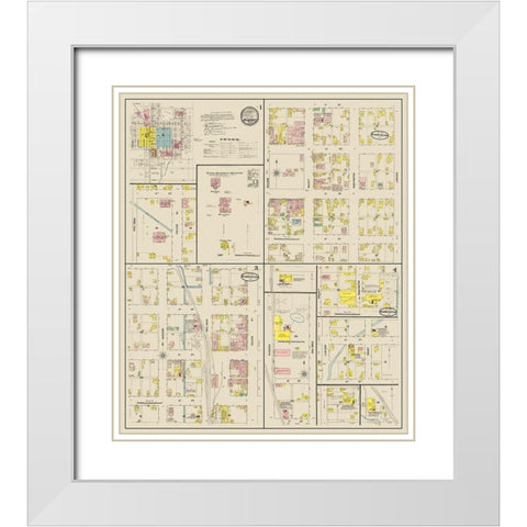 Bloomington Indiana Landowner - Sanborn 1887 White Modern Wood Framed Art Print with Double Matting by Sanborn