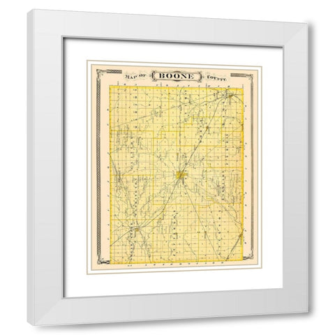 Boone Indiana - Andreas 1876 White Modern Wood Framed Art Print with Double Matting by Andreas
