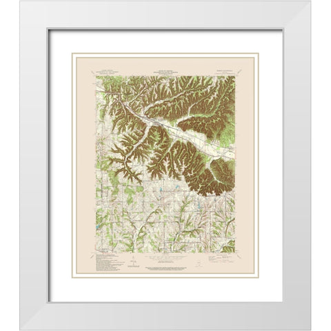 Borden Indiana Quad - USGS 1966 White Modern Wood Framed Art Print with Double Matting by USGS