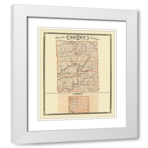 Brown Indiana Landowner - Andreas 1876 White Modern Wood Framed Art Print with Double Matting by Andreas