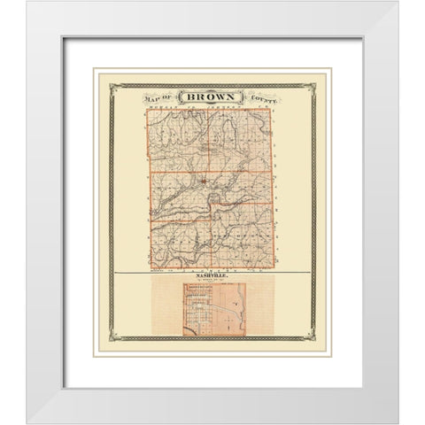 Brown Indiana Landowner - Andreas 1876 White Modern Wood Framed Art Print with Double Matting by Andreas